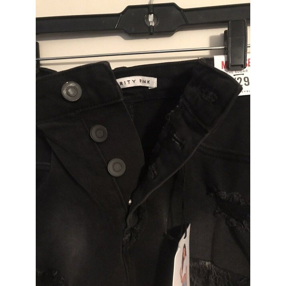 Celebrity Pink  Exposed Button cuttoff short Black Mid- Rise Raw Size 9/29 - Picture 6 of 7
